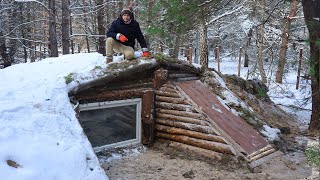 We built a dugout on 2 floors in the forest Building a complete and warm survival shelter [upl. by Onitram834]