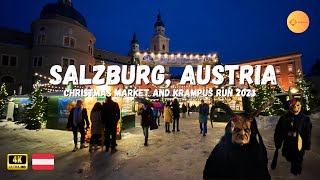 Salzburg Austria 4K Christmas Market  Krampus Run 2023 [upl. by Panayiotis]