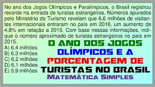 O Ano dos Jogos Olímpicos e a Porcentagem de Turistas no Brasil Matemática Simples [upl. by Araihc]