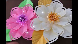 Flores grandes de papel 🌺  decoraciones para fiestas 💖 Flores gigantes [upl. by Leibarg]