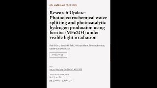 Research Update Photoelectrochemical water splitting and photocatalytic hydrogen pro  RTCLTV [upl. by Ib]