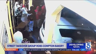 Street takeover mob ransacks Compton store [upl. by Eisdnyl390]