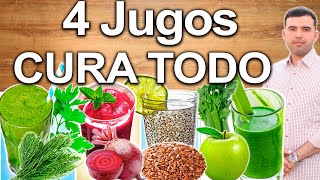 4 Jugos Más Saludables  Los Mejores Jugos Cura Todo Del Mundo  Artritis Huesos Riñones Y Más [upl. by Sirovaj]