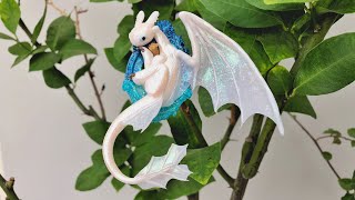 How to train your dragon 3  Fimo Polymer clay tutorial  White Night Fury Miniature [upl. by Mcknight640]