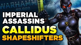 40K  IMPERIAL ASSASSINS  THE CALLIDUS SHAPESHIFTERS  Warhammer 40000 LoreHistory [upl. by Ahsienat]