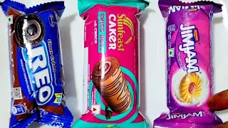 Cadbury vs Jimjam vs Oreo vs Sunfeast Caker chocolate asmr ASMR [upl. by Shayne51]