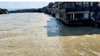 Hochwasser am Rhein Rheinfelden Schweiz [upl. by Hoxsie]