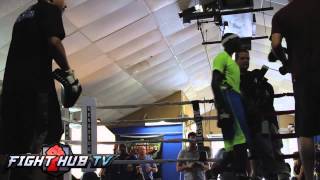 Terence Crawford vs Yuriorkis Gamboa Crawford media boxing workout video [upl. by Lenneuq]