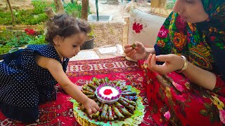 Stuffed grape leaves recipe vegetarian Dolma in the village  rural life [upl. by Tess991]