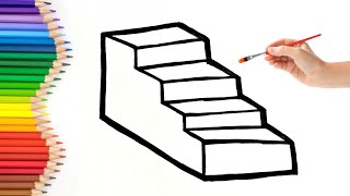 How To Draw a Stairs Learn How To Draw a Colouring Stairs Easy drawing for Beginners Stairs drawing [upl. by Clotilde]