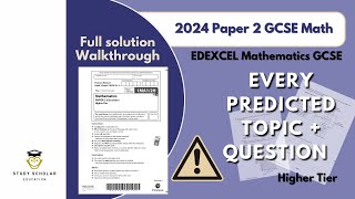 2024 Math Paper 2 GCSE Edexcel  Predicted paper walkthrough  Higher [upl. by Rolandson]