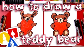 How To Draw A Teddy Bear Holding A Heart [upl. by Yras962]