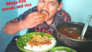 Tasty Jhinga Fish Masala cooking and eating🦐🦞🦐 [upl. by Vicki181]