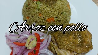 Arroz con pollo en arrocera  receta peruana  receta fácil [upl. by Hillman]