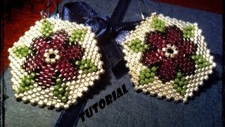 Tutorial DIY Orecchini peyote fiori quot Velvet passionquot earrings Xmas theme [upl. by Sello]