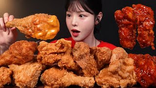 SUBKFC 치킨 먹방 핫크리스피 통다리 갓양념 닭껍질튀김 치즈소스에 푹푹 찍어먹기 리얼사운드 KFC Chicken Mukbang Asmr [upl. by Regnig]