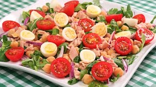 Ensalada de Garbanzos con Atún  Receta Fácil y Rápida [upl. by Idolem595]