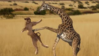 Extreme fight Lion vs Giraffe 2  Wild Animals Attack [upl. by Narcis]