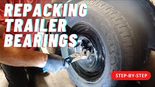 Trailer wheel bearing repacking and seal replacement [upl. by Yderf]