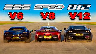 Ferrari V12 vs V8 vs V6 DRAG RACE [upl. by Means]