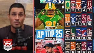 David Pollack breaks College Football Playoff Rankings Week 12 Oregon lead Georgia amp Miami drop [upl. by Servais]