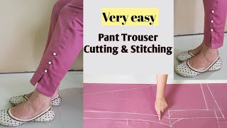 Very Easy Pant Trouser Cutting and StitchingPalazzo Pant Cutting and StitchingFor Beginners [upl. by Anitaf]