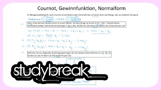 Cournot Gewinnfunktion Normalform  Spieltheorie [upl. by Corkhill]