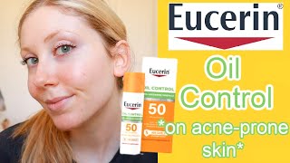 Eucerin OIL CONTROL SPF 50 US Version  On slightly oily acneprone skin [upl. by Annawal]