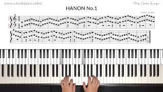 Ejercicio quotHANON No1quot PIANO a 2 Manos Principiantes Curso de Piano online [upl. by Nerraf]