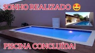 Passo a passo da instalação de uma piscina de fibra UGUI um sonho realizado 😍 vídeo completo [upl. by Akenor]