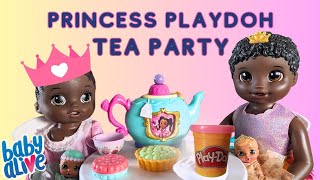 BABY ALIVE Dolls Princess PLAY DOH Tea Party  Tea Time with Princess Ellie and Clara [upl. by Leiad]