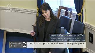 Special School Places for children in County Longford Seanad Commencement Matter 270224 [upl. by Rhtaeh]