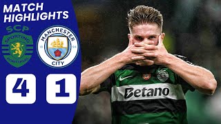 Sporting vs Man City 41 HIGHLIGHTS  Viktor Gyokeres Goal vs Man City Amorim vs Pep [upl. by Anaugahs]