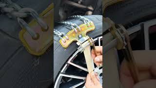 Car skidding emergency simple escape car antiskid chain easy to install viralvideo youtubeshorts [upl. by Cirdek966]