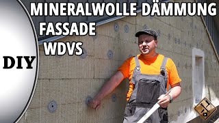 Mineralwolle Dämmung Fassade  WDVS anbringen  MineralwolleDämmplatten kleben und armieren [upl. by Yrrag]