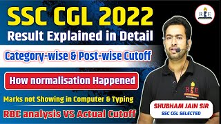 SSC CGL 2022 Final Result in detail Normalisation RBE analysis vs actual cutoff [upl. by Kira]