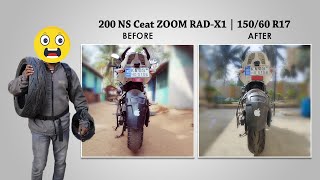 BAJAJ PULSAR 200NS With CEAT ZOOM RADX1 15060 R17 RADIAL Real Tyre [upl. by Auqinet75]