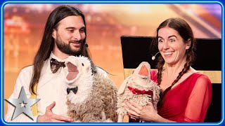 Ventriloquists Daniele amp Naimana sing OPERA with SHEEP  Auditions  BGT 2024 [upl. by Stokes]