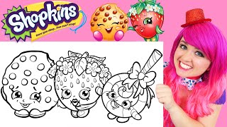 Coloring Shopkins Kooky Cookie Strawberry Kiss amp Lolli Poppins [upl. by Alrep]