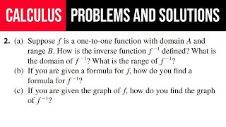 2 Suppose f is a onetoone function with domain A and range B How is the inverse function f1 [upl. by Niabi665]