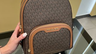 Распаковка MICHAEL KORS Jaycee Medium Logo Backpack brown [upl. by Yager]