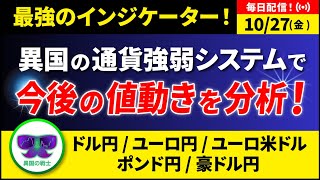 1027今夜はPCEデフレーター！異国の通貨強弱システムで相場分析！ドル円ユーロ円ユーロ米ドルポンド円豪ドル円 [upl. by Hartzel]