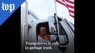 Trump drives to rally in garbage truck [upl. by Donela]