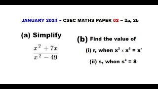 Paper2CSECMATHS590  Simplifying amp Exponents  January 2024 Numbers 2a 2b [upl. by Lumbard]