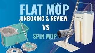 Amazon Basics Flat Mop Unboxing amp Comparison With Spin Mop SimplyQuickly [upl. by Nevah]