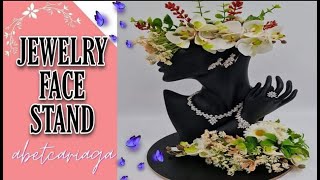 how to make jewelry holderjewelry face stand with flower arrangement tutorial jewelrygift [upl. by Draper]