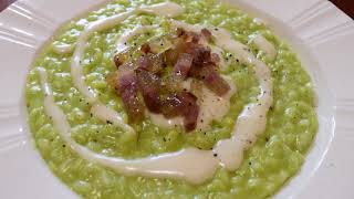 Risotto con piselli guanciale croccante e crema al parmigiano [upl. by Kimble23]