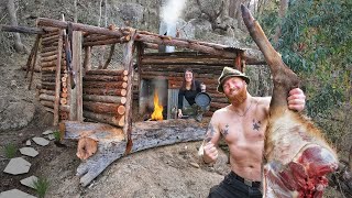 Building Complete Deer Hunting SURVIVAL SHELTER In The Unexplored WILDERNESS  HUNT CLEAN amp COOK [upl. by Olsen]