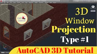 Window Projection In AutoCAD 3D In 3D House  Make 3D Window projection  CAD CAREER [upl. by Hajed]