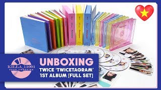 Unboxing TWICE Twicetagram 1st Album FULL SET 6 Cover6 Booklet9 CD10 Sticker27 Card [upl. by Divadnhoj]